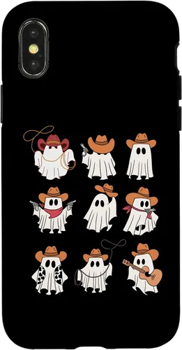 Vista 5 de Carcasa espeluznante divertida para iPhone 16 Boo Haw Western Cowboy Ghost Cowgirl