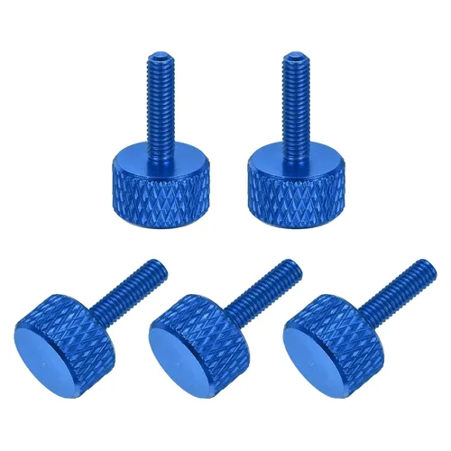 Vista 32 de MECCANIXITY 5 piezas M6x14mm Tornillos de pulgar estriado de cabeza plana, pernos de rosca completa de aleación de aluminio sólido para carcasas