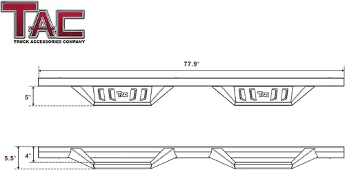 Vista 4 de TAC Sidewinder - Estribos para Toyota Tacoma 2005-2023 doble cabina de 4 pulgadas, escalón lateral de caída, barra Nerf, balancín, deslizador