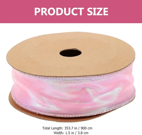 Vista 6 de SEWACC Cinta de organza brillante transparente cinta ancha de gasa rosa con alambre para envolver regalos, manualidades, manualidades, ramo