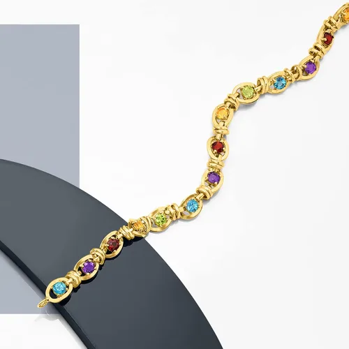 Vista 3 de Ross-Simons Pulsera de eslabones ovalados de 3,80 quilates con piedras preciosas múltiples en oro de 18 quilates sobre ley