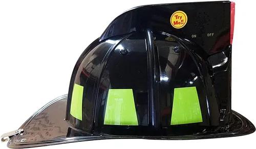 Vista 4 de Aeromax Casco de bombero negro con luces y sirena sombrero de disfraz infantil