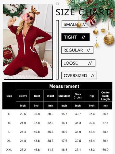 Vista 7 de Ekouaer Pijama de Navidad con capucha para mujer, manga larga, con cremallera, ropa de dormir novedosa