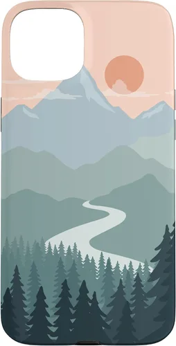 Vista 9 de Boho Chic Pines Forest Mountains Landscape Minimal Sunset Case for iPhone 16