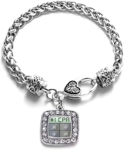 Vista 103 de Pulsera de dijes cuadrados de plata con joyería de circonita cúbica