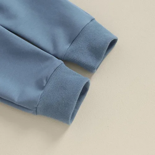 Vista 7 de Ropa de otoño e invierno para bebé niño y niña, color sólido, manga larga, sudadera con capucha, pantalones deportivos