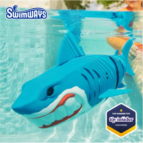 Vista 2 de SwimWays Rainbow Reef Shark Toy, Finn Diesel Kids Shark Pool Toy and Swimming Accessory, Self-Activated Water Toys, Learn to Swim Pool Toys for Kids