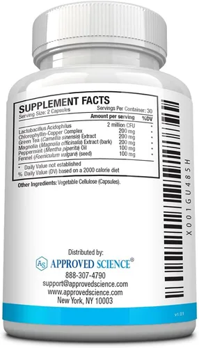 Vista 3 de Approved Science Odorol - Refresca el mal aliento y el olor corporal, 3 botellas, 60 cápsulas por botella