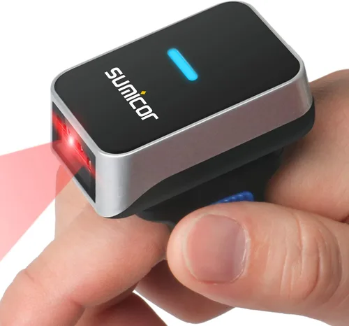 Vista 7 de Sumicor - Escáner de código de barras con anillo Bluetooth, lector de código de barras portátil Mnin 3 en 1, Bluetooth y 2.4 GHz, inalámbrico y USB