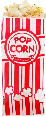 Vista 3 de Carnival King Bolsas de papel para palomitas de maíz, rojo/blanco, 100 unidades (paquete de 1)