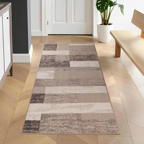 Vista 8 de Superior - Alfombra de pasillo, reverso de yute, moderna, geométrica, para dormitorio, oficina, sala de estar, entrada, suelo de madera dura