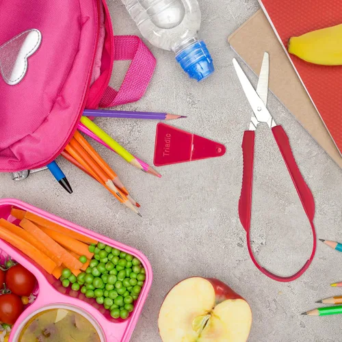 Vista 8 de Triadic Juego de 2 tijeras de bucle para niños diestros o zurdos para preescolares, escuelas, aulas, niños adaptables y con necesidades especiales