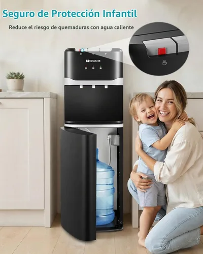 Vista 5 de Dispensador de agua de carga inferior de 5 galones con agua fría caliente y temperatura ambiente