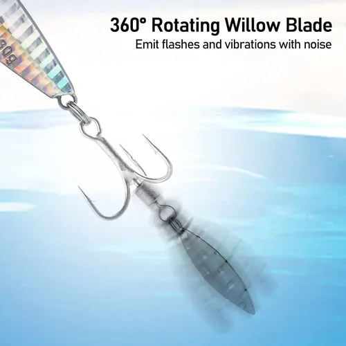 Vista 5 de Dr.Fish Paquete de 5 cucharas de metal para jigging cucharas de pesca de agua salada, señuelos de casting vertical de diamante, señuelos