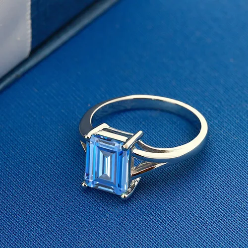 Vista 57 de Gem Stone King Anillo de compromiso solitario con diseño clásico de vástago dividido para mujer, plata de ley 925, piedra natal de piedra preciosa
