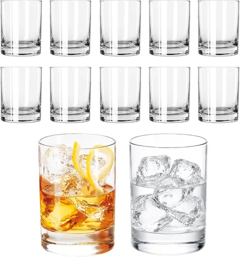 Vista 10 de Libbey 917CD Juego de 12 vasos de rocas con base pesada, vasos de vidrio con líneas simples, elegante juego de vasos estilo antiguo para whisky