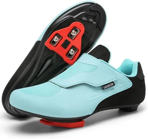 Vista 2 de Zapatos unisex de ciclismo de carretera compatibles con Peloton para mujeres y hombres, 1 correa ancha, tacos Delta preinstalados para ciclismo