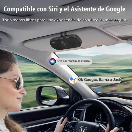 Vista 3 de Altavoz Bluetooth para coche manos libres: Altavoz Bluetooth de 6 W para teléfono celular - Kit de coche manos libres inalámbrico Soporte Siri