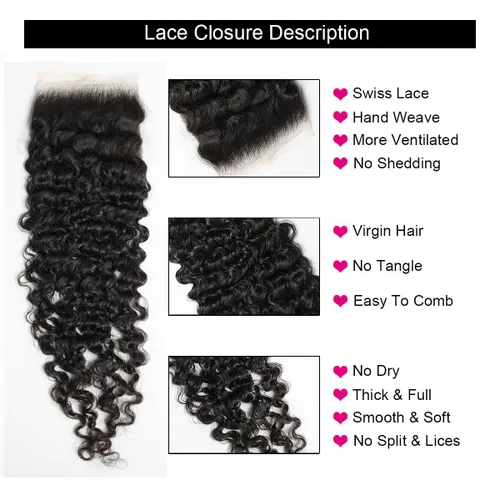 Vista 4 de Cabello humano rizado birmano con cierre de encaje HD 5x5, 100% sin procesar, 16A, cabello virgen sin procesar, 3C4A, cabello humano rizado birmano
