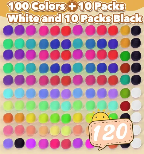 Vista 2 de Arcilla que se seca al aire para niños, 120 paquetes de arcilla de espuma de aire, 100 colores personalizados, más arcilla mágica blanca y negra