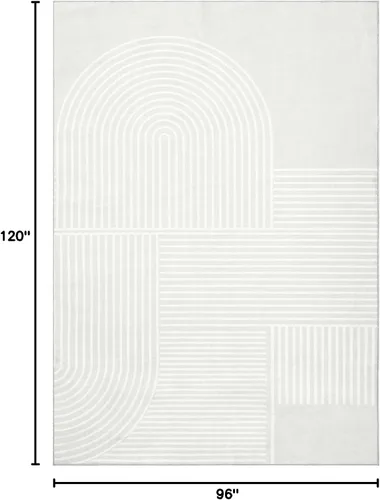 Vista 3 de Zacoo Alfombras de área lavables de 8 x 10 pies, alfombra de área moderna para dormitorio, sala de estar, alfombra de línea abstracta Beige