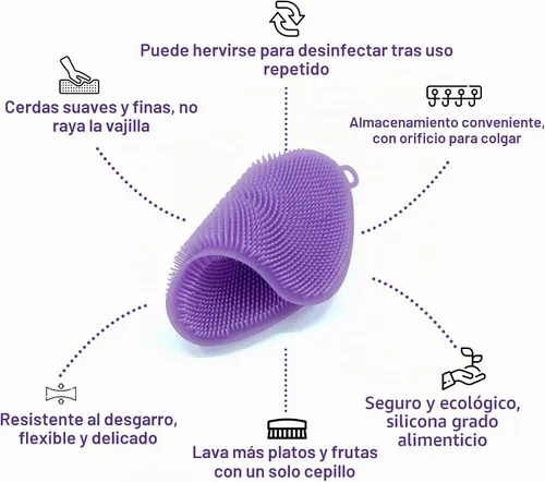 Vista 7 de Estropajo de Silicona para Lavar Platos de Cocina - Esponjas Mágicas de Grado Alimenticio Multiusos Mejores Esponjas Limpieza de Superficies