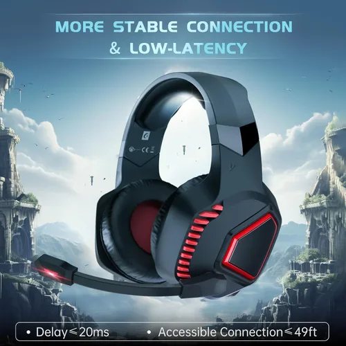 Vista 8 de Auriculares inalámbricos para juegos para PS5, PS4, Mac, Switch, PC, auriculares inalámbricos para juegos de 2.4 GHz, Bluetooth 5.2, micrófono