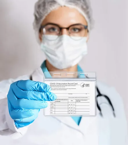Vista 6 de Portatarjetas de vacunación de los CDC, impermeable, sellable, de plástico transparente, horizontal, para tarjetas de identificación horizontales
