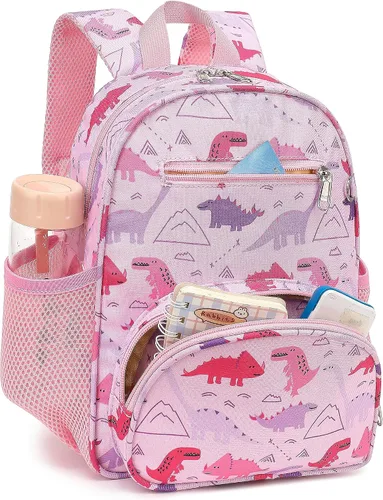 Vista 6 de CAMTOP Linda mochila para niños pequeños, bolsa escolar de animales de dibujos animados en 3D para niñas, niños, guardería de viaje, 2806 Dinosaurio