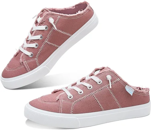 Vista 38 de Obtaom Sandalias de lona para mujer con espuma viscoelástica Clipper, tenis de moda, cómodas, fáciles de poner, sandalias sin tacón para mujer Beige