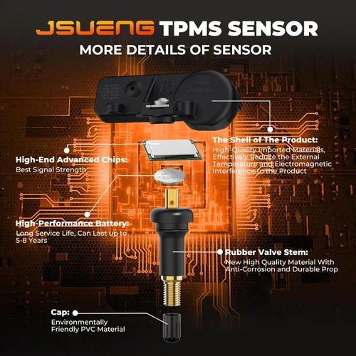 Vista 3 de Jsueng TPMS Sensores, 315Mhz Juego de 4 sistemas de monitor de presión de neumáticos para Subaru Subaru B9