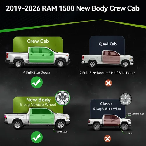 Vista 2 de AUTOSAVER88 - Estribos compatibles con Ram 1500 Crew Cab 2019-2026 Nuevo estilo de carrocería con 4 puertas de tamaño completo, barras Ram Nerf
