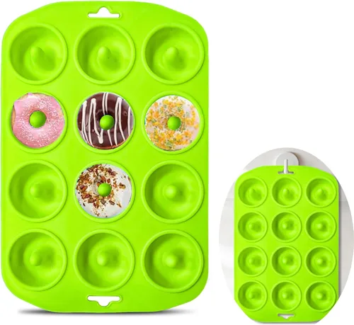 Vista 11 de Moldes de silicona para donas, mini moldes de silicona para hornear sabrosas rosquillas, bagels, cakecups y más (2 azul)