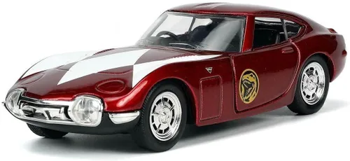 Vista 4 de Jada Toys Power Rangers 1:32 1967 Toyota 2000 GT - Coche fundido a presión y figura de 1.65 pulgadas Red Rangers, juguetes para K a partir de 8 años