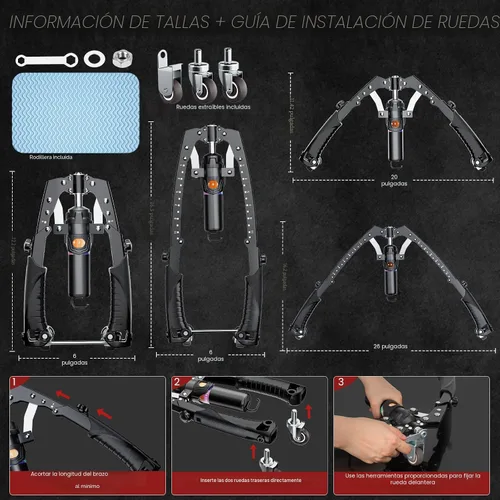 Vista 7 de Twister Arm Trainer, equipo de entrenamiento de pecho de potencia hidráulica 3 en 1 con ruedas de rodillo abdominal y ganchos, entrenador de brazo