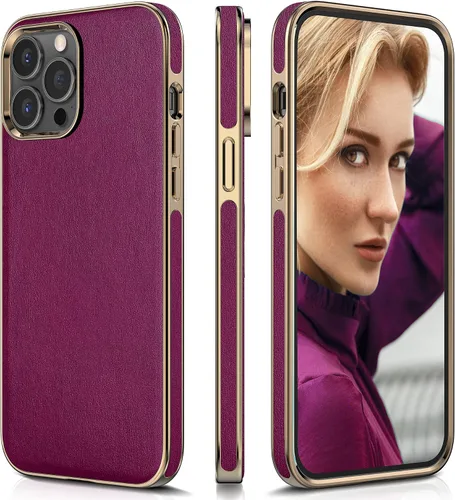 Vista 22 de LOHASIC Funda para iPhone 12 y iPhone 12 Pro - Fundas para teléfono i Phone 12 con borde cromado delgado, fundas de cuero de diseño suave, funda