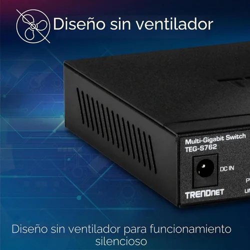 Vista 10 de TRENDnet Switch 10G de 6 puertos, 4 puertos 2.5G RJ-45 Base-T, 2 puertos RJ-45 10G, capacidad de conmutación de 60Gbps, montable en pared