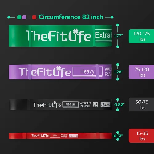 Vista 7 de TheFitLife Juego de bandas de ejercicio de resistencia (150 libras) con asas + bandas de ejercicio TheFitLife Pull-Up Assist para estiramiento