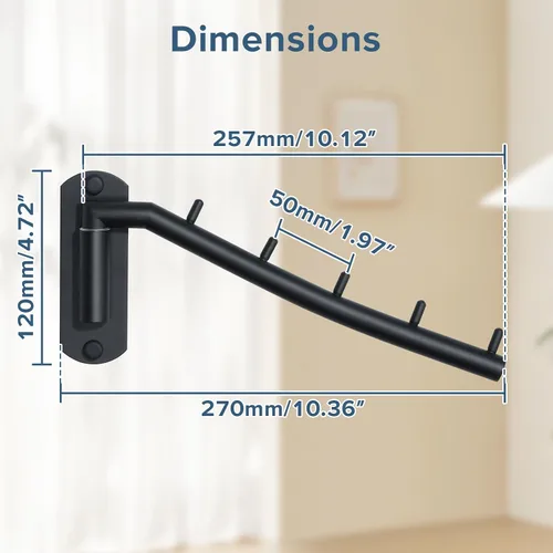 Vista 7 de Alise Estante de secado montado en la pared, percheros giratorios de acero inoxidable, ahorro de espacio, estante de secado de pared de ropa