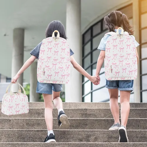 Vista 14 de LOIDOU Mochila para adolescentes y niñas, mochila escolar con lonchera y estuche para lápices, juego de bolsas escolares 3 en 1