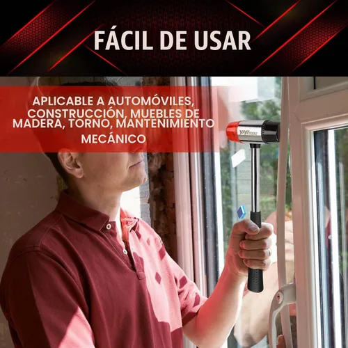 Vista 7 de YIYITOOLS Mazo suave de doble cara, martillo, joyería, madera, instalación de pisos, sin chispas, golpe y mango de plástico – 35 mm, rojo y negro