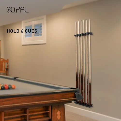 Vista 8 de Go Pal Soporte para taco de piscina, soporte de pared para 6 tacos, ahorro