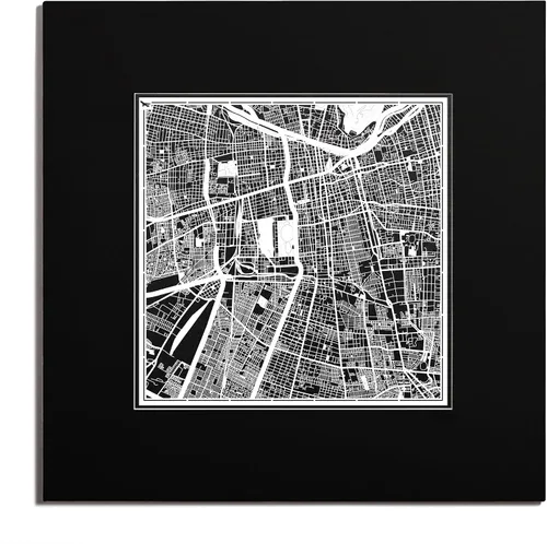 Vista 132 de O3 Design Studio San Diego, CA Paper Cut Map Matted Grey 20x20 in Paper Art