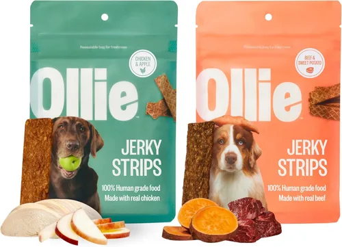 Vista 16 de Ollie Golosinas para Perros de Carne de Res y Batata Dulce Tipo Jerky, Paquete de 5 oz de 1, Completamente Naturales, Bocadillos Saludables, Hechas