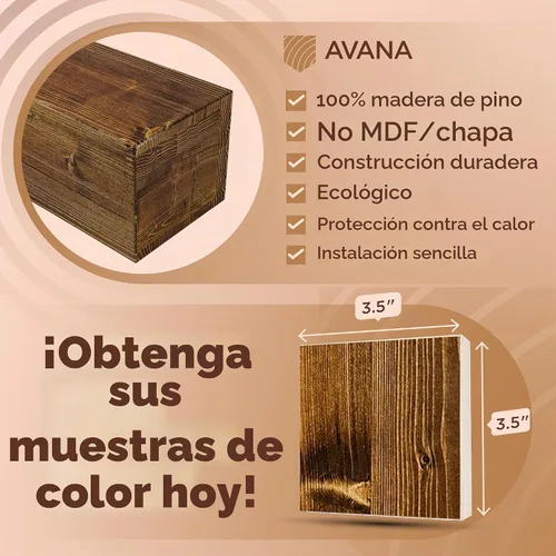 Vista 2 de Muestras de color de madera de pino natural Avana - Encuentra tu combinación perfecta para estantes de repisa - Muestras de madera auténticas - 5