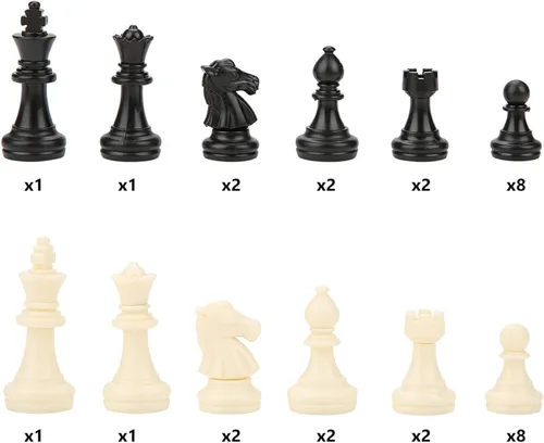 Vista 8 de Piezas de ajedrez, 32 piezas estándar torneo blanco y negro
