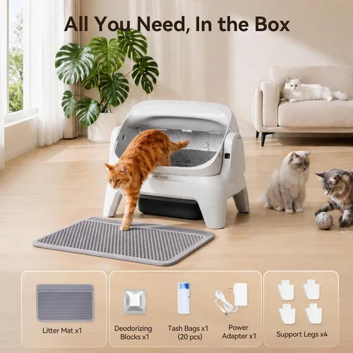 Vista 6 de Meowant Caja de arena automática, espacio extra grande, sensores