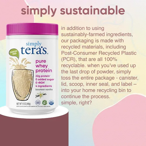 Vista 6 de simply tera's Pure Whey Protein Powder - Polvo de proteína de suero con sabor a vainilla de ganado alimentado con pasto, limpio, hecho sin