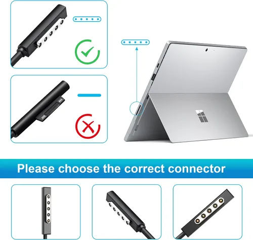 Vista 3 de Cargador Surface Pro 1 Pro 2 Pro RT, adaptador de fuente de alimentación de superficie de 43 W, 12 V, 3.58 A, cable de alimentación para Microsoft