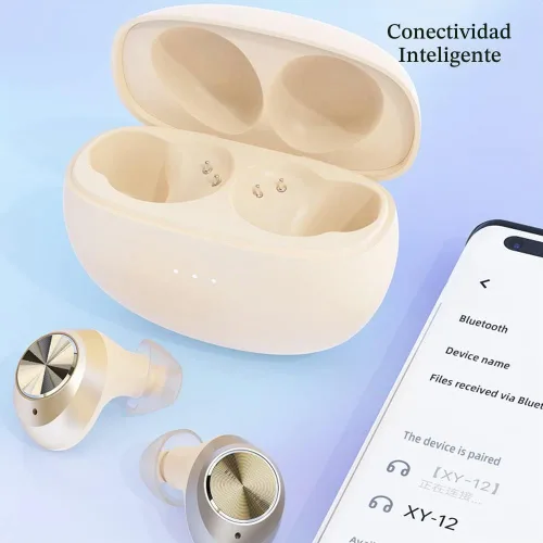 Vista 5 de Kamon Auriculares inalámbricos K12, Bluetooth 5.3, estéreo de alta fidelidad, cómodos auriculares intrauditivos impermeables con control táctil